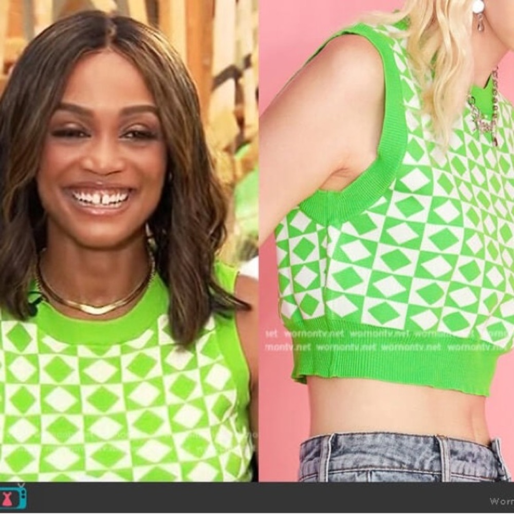 Zara Lime Green Geometric Crop Top